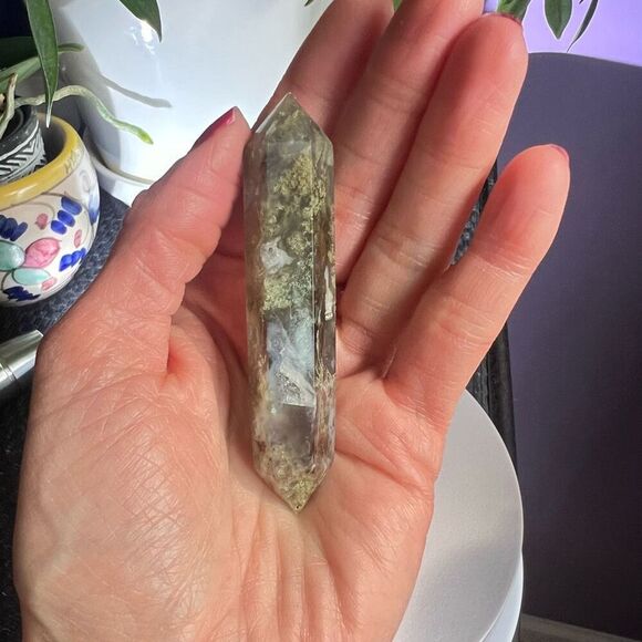 Moss Agate Crystal Double Terminated Point‎ (#7) - Picture 2 of 10